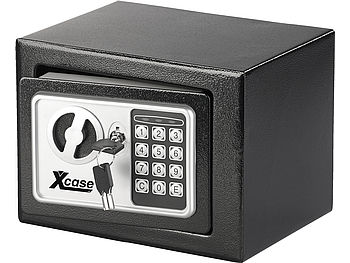 Xcase Mini Tresor mit Code: Stahlsafe digit. Code-Schloss, 2 Tresor-Schlüssel, 5 Lit, 23x17x17cm (Tresor klein mit Code)