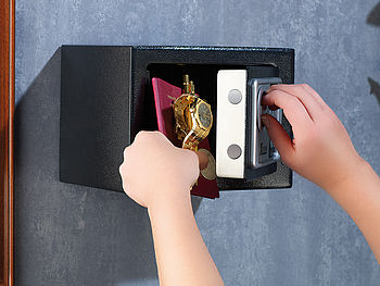 Xcase Mini Tresor mit Code: Stahlsafe digit. Code-Schloss, 2 Tresor-Schlüssel, 5 Lit, 23x17x17cm (Tresor klein mit Code)