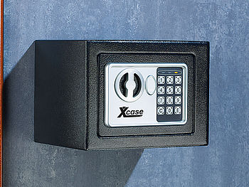Xcase Mini Tresor mit Code: Stahlsafe digit. Code-Schloss, 2 Tresor-Schlüssel, 5 Lit, 23x17x17cm (Tresor klein mit Code)