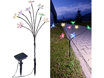 Lunartec Solar Blumen: 4er-Set Solar-LED-Lichtersträucher mit 8 Blüten und Erdspieß, 50 cm (Solar Blumenstrauß)