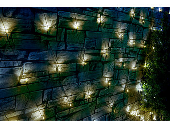 Lunartec Lichternetz Outdoor: Solar-LED-Lichternetz, 198 LEDs, kaltweiß, 3 x 3 m, IP44 (LED Netz)