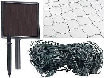 Lunartec Lichternetz Outdoor: Solar-LED-Lichternetz, 198 LEDs, kaltweiß, 3 x 3 m, IP44 (LED Netz)