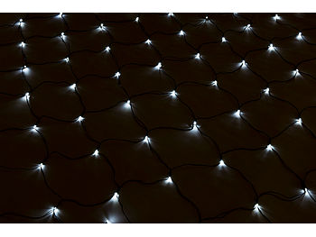 Lunartec Lichternetz Outdoor: Solar-LED-Lichternetz, 198 LEDs, kaltweiß, 3 x 3 m, IP44 (LED Netz)