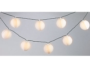 Lunartec Solar Lampionkette: Solar-LED-Lichterkette, warmweiß, mit 20 weißen Lampions, 3,8 m, IP44 (Solar Lampionkette wetterfest)