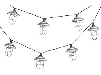 Lunartec Solarkette: Solar-LED-Lichterkette mit 10 Metall-Laternen, warmweiß, IP44, 1,6 m (Solarlichterkette für Garten)