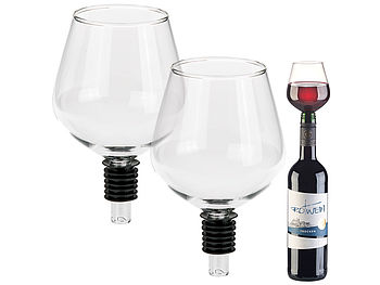 OOTB Weinausgießer: 2er-Set Weinglas-Flaschenaufsatz mit Silikondichtung, 8 x 13 cm (Wein-Dekanter)