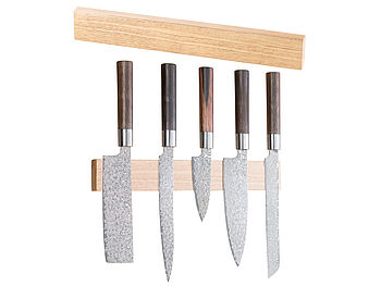 Rosenstein & Söhne Messerhalter: Durchgehende Magnet-Messerleiste aus echtem Hevea-Holz, massiv, 36 cm (Magnet für Messer)