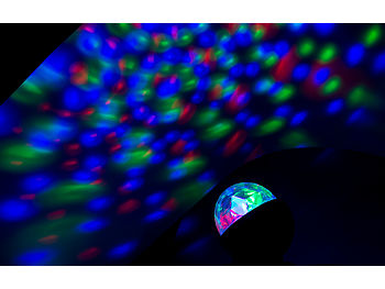 Lunartec Discolicht: 2er-Set rotierende 360°-Disco-Leuchten mit RGB-LED-Farbeffekten, 3 W (Disco Beleuchtung für Zuhause)