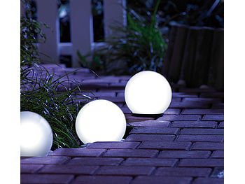 Lunartec Solarleuchte Kugel: Solar Leuchtkugel mit LEDs & Dämmerungsautomatik (Versandrückläufer) (Gartenkugel)