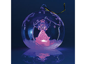 Lunartec Weihnachtskugeln: Mundgeblasene LED-Glas-Ornamente in Kugelform, 2er-Set (Glaskugeln Weihnachtsbaum)