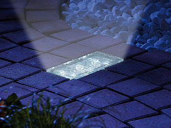 Lunartec LED Solar-Steine: Zonne-glasblokken met LED & lichtsensor (refurbished) (Solar Bodenleuchten Pflaster)