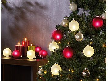 Lunartec Weihnachtskugel LED: Beleuchtete Weihnachtsbaum-Kugeln, Glas, 6 Stück (Versandrückläufer) (Weihnachtskugeln mit Beleuchtung)