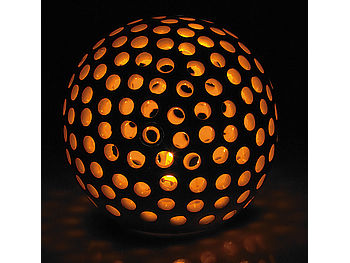 Lunartec Kabellose LED Kugellampe: Kabellose LED-Dekoleuchten aus Keramik im 2er-Set (Kugelleuchten)