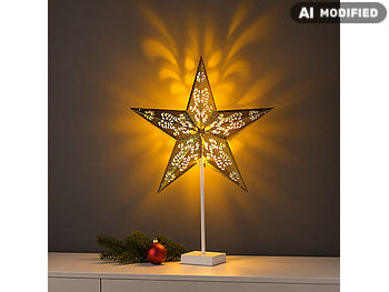 Lunartec Tischleuchte Stern: Deko-Tischleuchte in Sternform, gold (Tischlampe Stern)