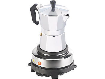 Rosenstein & Söhne Heizplatte: Elektrische Mini-Einzel-Kochplatte & Espresso-Kocher, 500 W, 3 Tassen (Mini Kochplatte für Espressokocher)