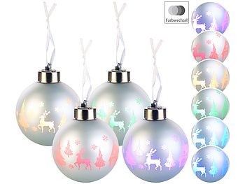 Lunartec LED Weihnachtskugeln: Christbaumkugeln mit Farbwechsel-LEDs, Ø 8cm, 4er-Set (Leuchtende Weihnachtskugeln)