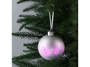 Lunartec LED Weihnachtskugeln: Christbaumkugeln mit Farbwechsel-LEDs, Ø 8cm, 4er-Set (Leuchtende Weihnachtskugeln)