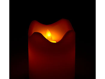 Britesta Batteriekerzen: Echtwachskerze mit beweglicher LED-Flamme, 90 x 130 mm, Gr. M (LED Kerzen mit Flackerlicht)