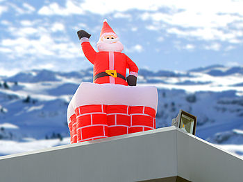 infactory Weihnachtsdeko außen XXL: Aufblasbarer XXL Weihnachtsmann mit Schornstein, 180 cm (Aufblasbare Weihnachtsdeko)