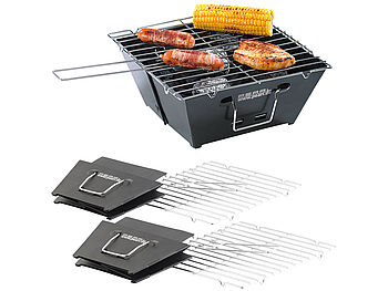 PEARL Faltgrill: 2er-Set flach zusammenklappbare Kohle-Grills, Grillfläche je ca. 24,5 (Klapp-Grill)