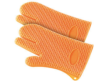 Rosenstein & Söhne Ofenhandschuhe: 2er-Set Silikon Hitzeschutzhandschuhe (Backofenhandschuhe Silikon)
