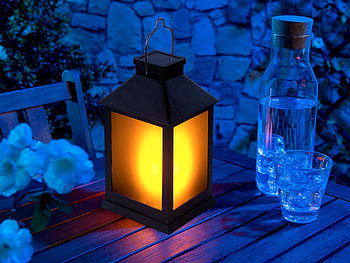 Lunartec Solar Laterne Flamme: Solar-Gartenlaterne mit 12 Flammeneffekt-LEDs, Lichtsensor, Akku, IPX3 (Solar Laternen Flame Effect)