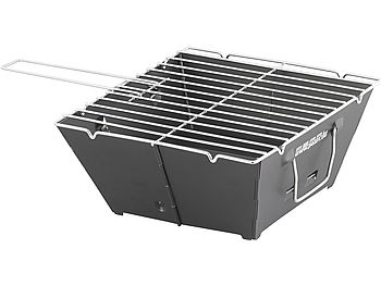 PEARL Klappgrill: 2er-Set flach zusammenklappbare Kohle-Grills, Grillfläche je ca. 24,5 (Klappgrill Holzkohle)