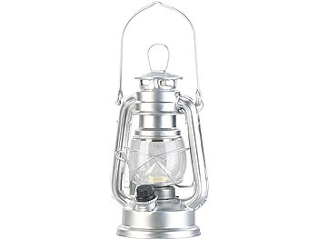 Lunartec Kleine Sturmlampe: Ultra helle Mini-LED-Sturmlampe, Batterie, 200lm, 3W, 8000 K, silbern (Handlaternen)
