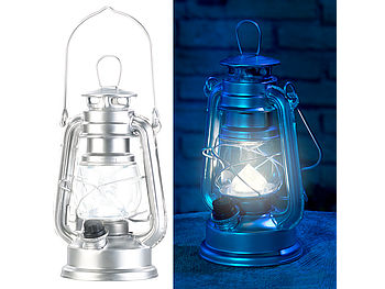 Lunartec Kleine Sturmlampe: Ultra helle Mini-LED-Sturmlampe, Batterie, 200lm, 3W, 8000 K, silbern (Handlaternen)