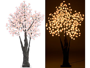 Luminea Leuchtbaum: LED-Deko-Kirschbaum, 384 beleuchtete Blüten, 150 cm, für innen & außen (Leuchtbaum außen)