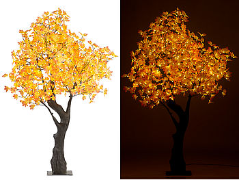 Luminea Beleuchteter Baum: LED-Deko-Ahornbaum, 576 beleuchtete Herbstblättern, 200 cm, für innen (LED Bäume)