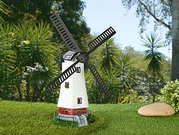 Lunartec Windmühle Garten: Solar-Deko-Windmühle mit drehendem Windrad & LED-Licht, 8-Stunden-Akku (Windmühle für Garten mit Solar)