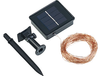 Lunartec Solar Lichterkette Draht: Solar-Lichterkette aus Kupferdraht, 200 warmweiße LEDs, 8 Modi, 22 m (Solar Lichterdraht Outdoor)
