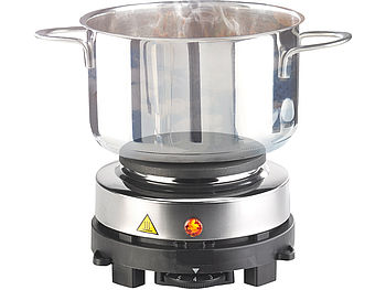Rosenstein & Söhne Mini Herdplatte: Elektrische Mini-Einzel-Kochplatte, stufenlos, 500 Watt, Ø 10 cm (Reise Herdplatte)