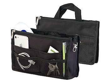 Xcase organizador de bolso: Handtaschen-Organizer, RFID-Schutz, 13 Fächer, 26 x 16 x 8 cm, schwarz (organizador de bolsos pequeño)