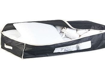 infactory Bett-Organizer: Unterbettkommode mit Sichtfenster & Handgriffen, 100x48x18 cm, schwarz (Unterbett-Aufbewahrungstaschen)