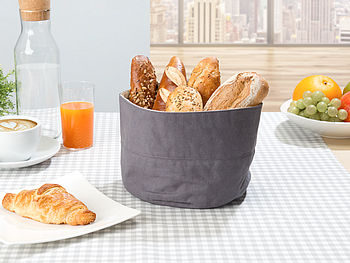 Rosenstein & Söhne Brotkorb Stoff waschbar: 2er-Set Brotkorb aus 100% Baumwolle, waschbar, Ø 20 cm (Brotbeutel)