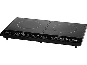 Rosenstein & Söhne Induktionsplatte doppelt: Doppel-Induktionskochfeld mit 2x Ø 18 cm, bis 3.000 Watt, 270 °C (Induktionskochplatte doppelt)