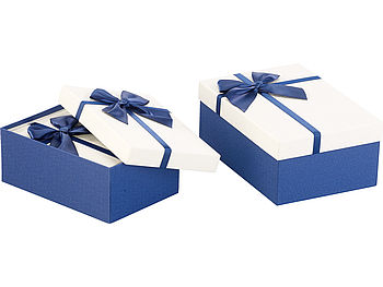 Your Design Geschenkbox Schmuck: 3er-Set edle Geschenk-Boxen mit blauer Schleife, 3 verschiedene Größen (Geschenkverpackungen Geburtstag)