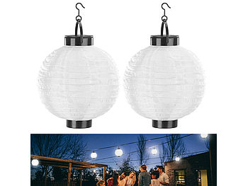 Lunartec Solar Lampion wetterfest: 6er-Set Solar-LED-Lampion, Dämmerungs-Sensor, IP44, warmweiß, 20 cm Ø (Garten Lampions Solar wetterfest )