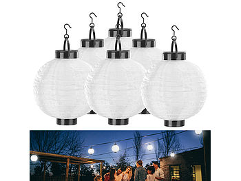 Lunartec Solar Lampion wetterfest: 6er-Set Solar-LED-Lampion, Dämmerungs-Sensor, IP44, warmweiß, 20 cm Ø (Garten Lampions Solar wetterfest )