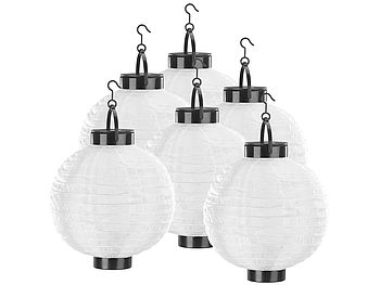 Lunartec Solar Lampion wetterfest: 6er-Set Solar-LED-Lampion, Dämmerungs-Sensor, IP44, warmweiß, 20 cm Ø (Garten Lampions Solar wetterfest )