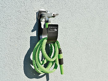 Royal Gardineer Schlauchhalter: Gartenschlauch-Halterung aus Metall zum Anbringen am Garten-Wasserhahn (Gartenschlauchhalter)