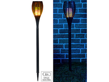 Luminea LED Fackel: LED-Gartenfackel, realistisches Flammenflackern, 2.200-mAh-Akku, IP44 (LED Fackeln)
