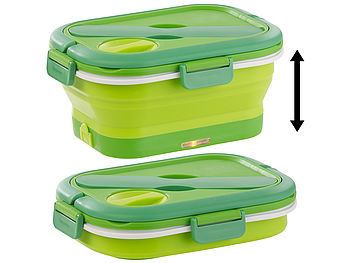 Rosenstein & Söhne Thermobox: Faltbare elektrische Thermo-Lunchbox mit Multifunktions-Besteck, 0,8 l (Wärmebox Essen elektrisch)