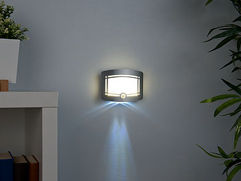 Lunartec Wandleuchten ohne Strom: 2er-Set 2-stufige Batterie-LED-Wandleuchten, Bewegungs-/Lichtsensor (Wandlampen ohne Strom)