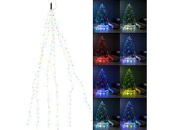 Lunartec Lichterkette als Deko: Christbaum-Überwurf-Lichterkette, 180 bunte LEDs, 6 Girlanden, je 3 m (Lichterkette Tannenbaum innen)