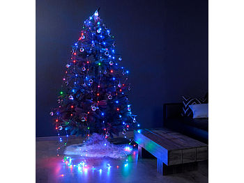 Lunartec Lichterkette Baum bunt: Christbaum-Überwurf-Lichterkette, 240 bunte LEDs, 6 Girlanden, je 4 m (Lichterkette Weihnachtsbaum bunt)