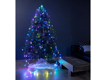 Lunartec Lichterkette Baum bunt: Christbaum-Überwurf-Lichterkette, 240 bunte LEDs, 6 Girlanden, je 4 m (Lichterkette Weihnachtsbaum bunt)
