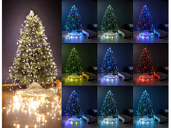 Lunartec Lichterkette Baum bunt: Christbaum-Überwurf-Lichterkette, 240 bunte LEDs, 6 Girlanden, je 4 m (Lichterkette Weihnachtsbaum bunt)